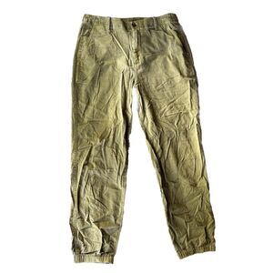 Gap Pants Sz 10 Peg Leg Linen Blend Womens Olive Green Jegging Jogger Casual